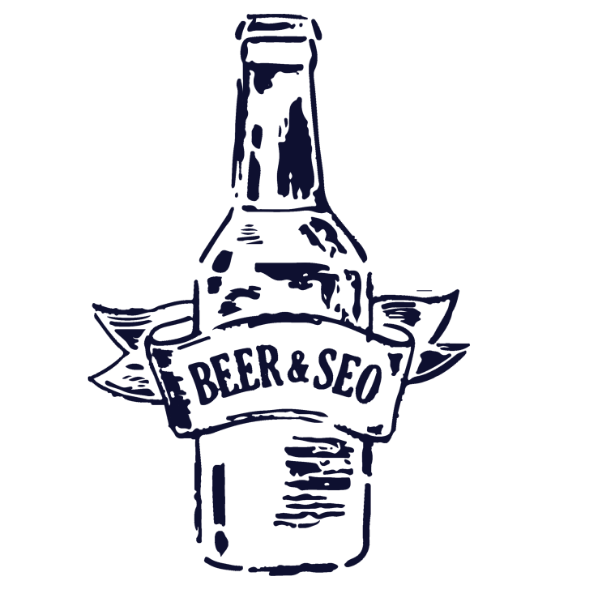 Illustration of a beer bottle that reads beer & SEO.