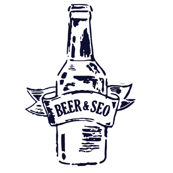 Illustration of a beer bottle that reads beer & SEO.