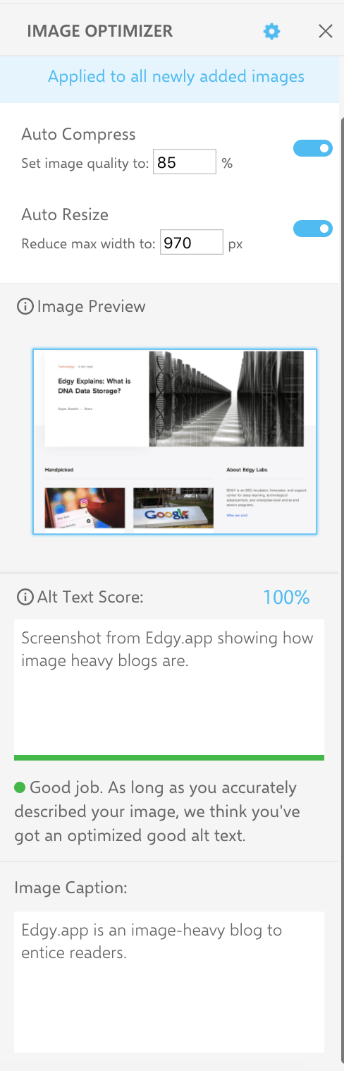 INK screen optimization feature demonstrating how it optimizes your images for you.