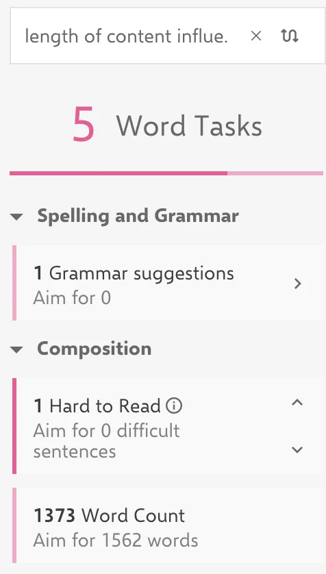 INK tells the user that the competition has 1562 words.