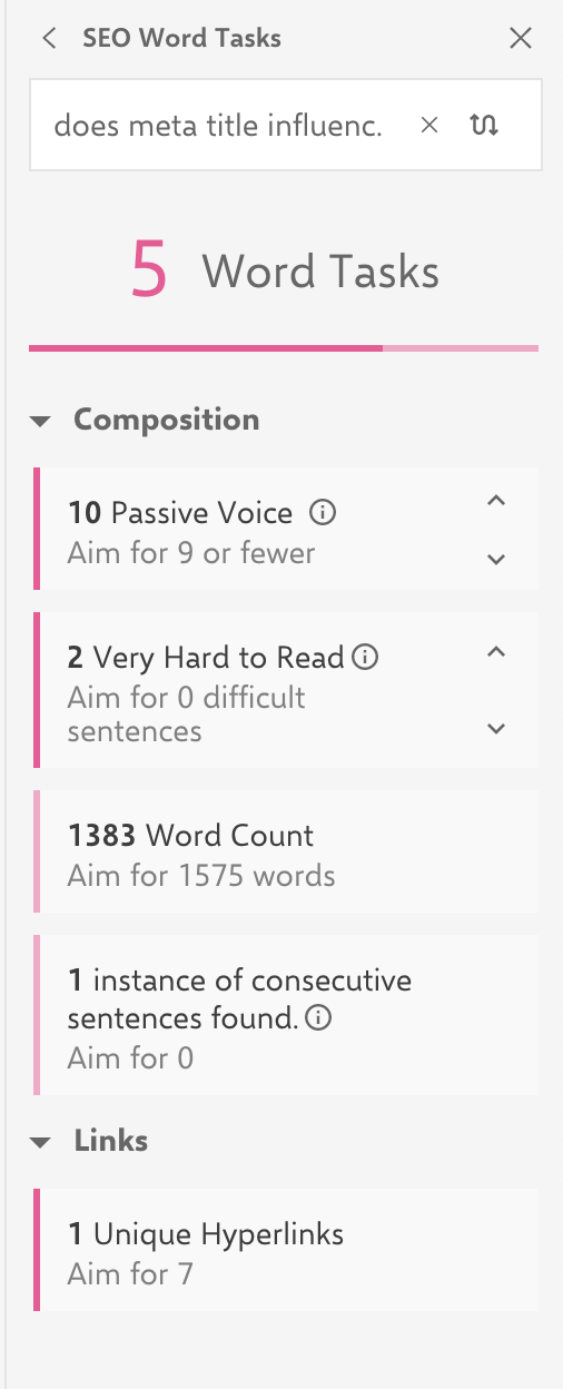 Screenshot from INK of my task list for this article.