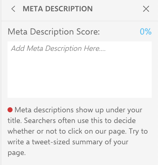 Screenshot from INK with instructions on how to write a meta description.
