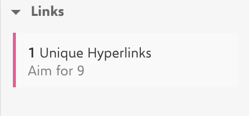Screenshot from INK showing that I need to add more uniique hyperlinks.