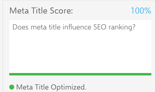 Screenshot from INK showing that I have optimized my meta title score.