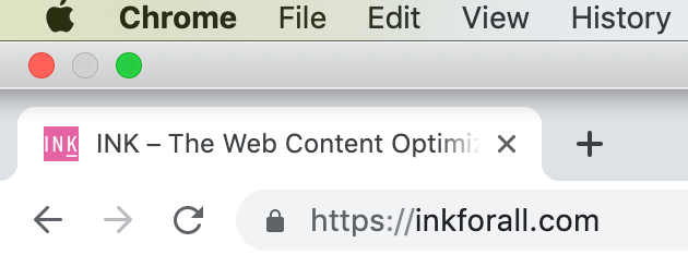 Screenshot of the meta tile for INK. It reads "the web content optimization"