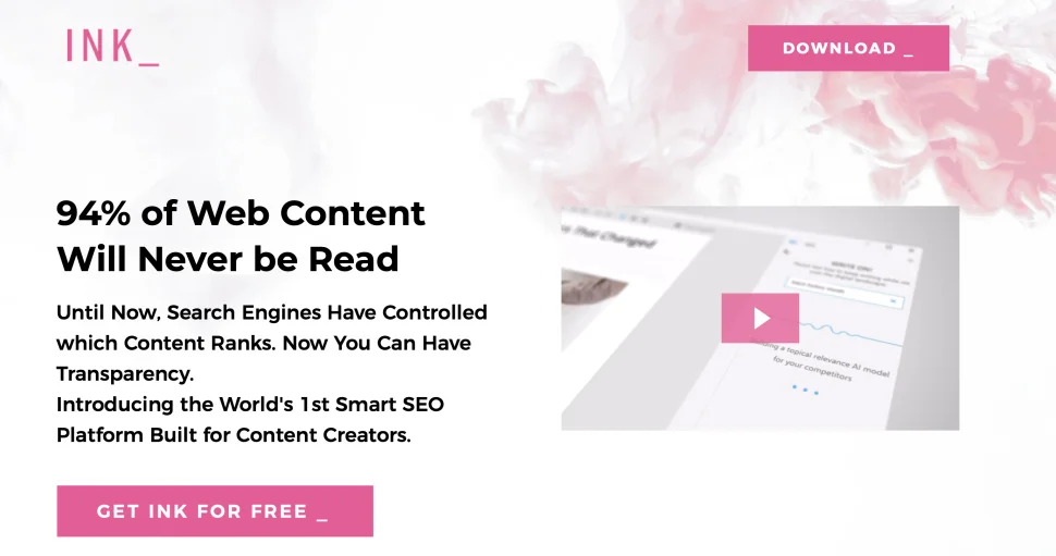 Screenshot of the INK website.