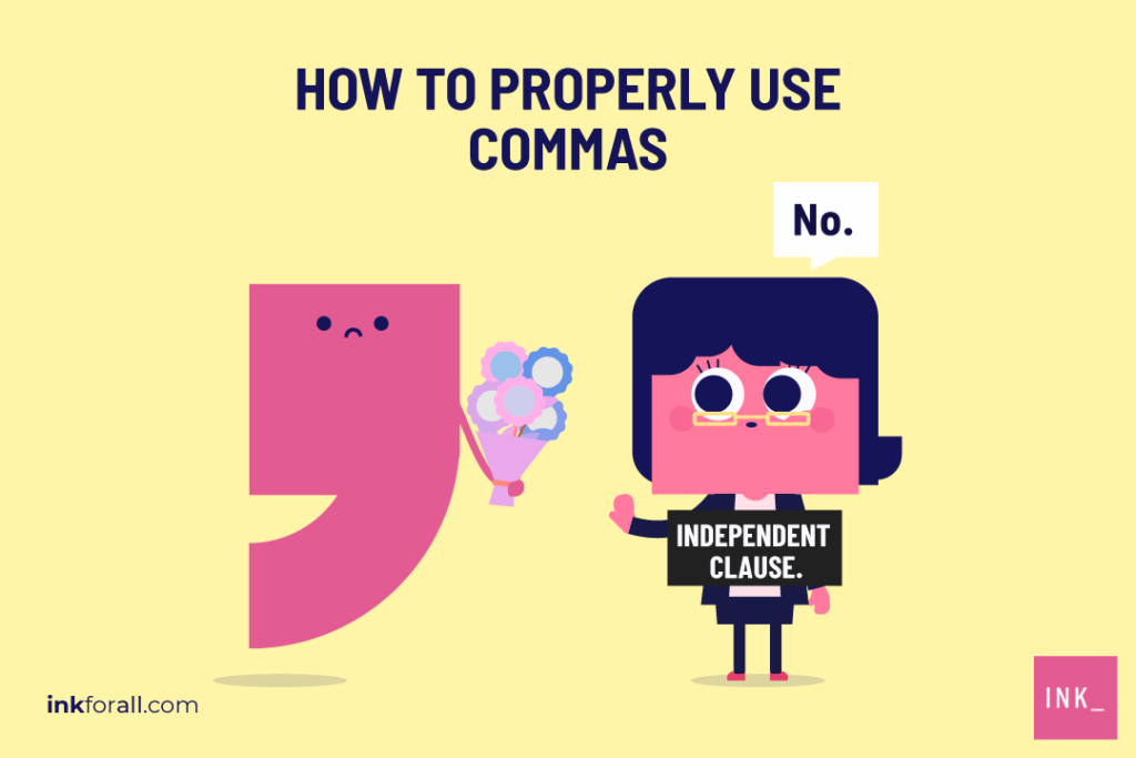 Independent clauses can stand alone, so they don’t need a comma unless you include a conjunction.