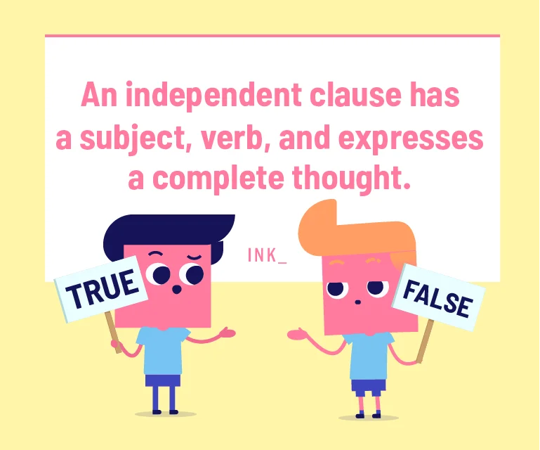 An independent clause has a subject, verb, and expresses a complete thought.