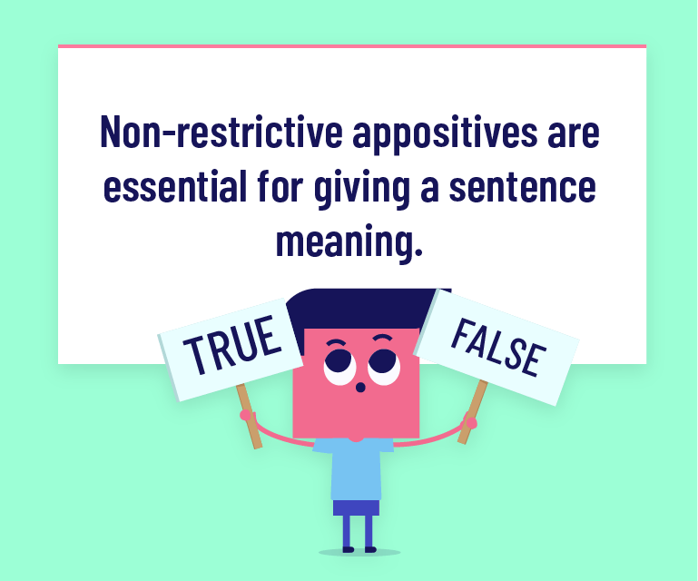 Non-restrictive appositives are essential for giving a sentence meaning.