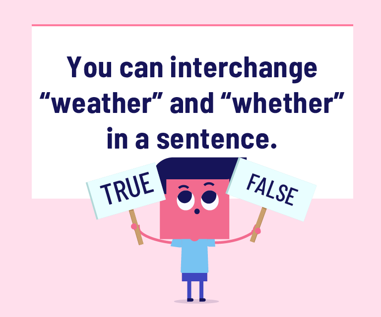 You can interchange “weather” and “whether” in a sentence.