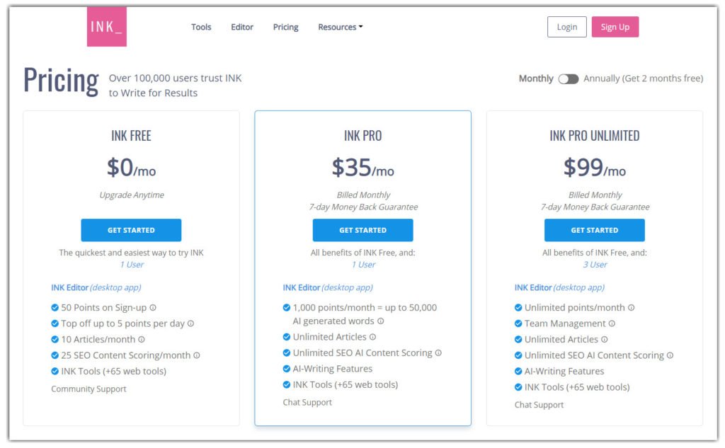 INK Pro Pricing