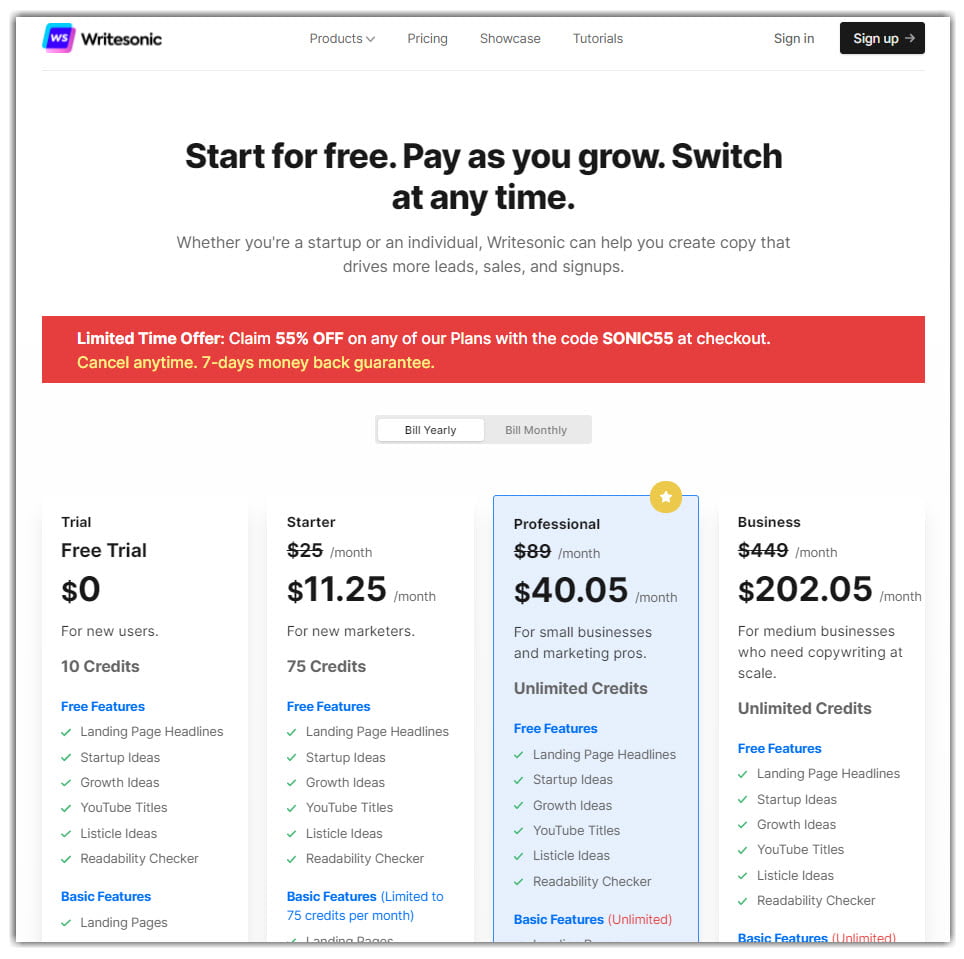 writesonic pricing